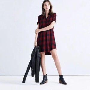 Plaid Shirt Dress in Red and Black